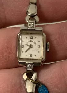 Rare Vintage Concord for Traub Bros 17 Jewel Watch, 14 kt Gold Case, 2 Diamonds - Picture 1 of 9