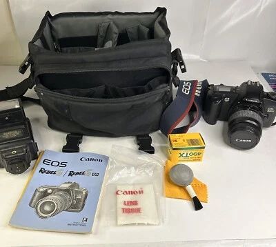 Комплект камеры Canon - Canon EOS-Rebel G 35 мм - чехол 35-80 мм объектив вспышки пленка и т. д. - Изображение 1 из 4