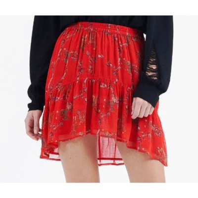 IRO Lilie Red Floral Printed Mini Skirt - 36 (US 4 or Small) - Image 1 of 4