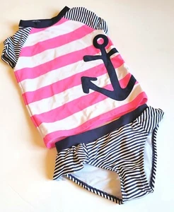 Gymboree sz 4 Girls Swim Shop Nautical Rash Guard Set Anchor Pink Striped NWT  - Picture 1 of 2