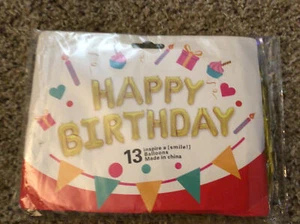HAPPY BIRTHDAY LUFTBALLONS 16" Buchstaben Mylar Gold Folie Aufblasbar Banner - Bild 1 von 2