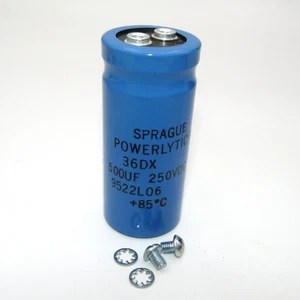 Sprague 36DX 500uf 250V Powerlytic® Elektrolytkondensator Typ Schraubklemme - Bild 1 von 3