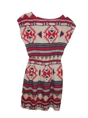 Soprano Aztec Print Casual Short Elastic Waist Multicolor Dress Womens Size S - Image 1 of 2