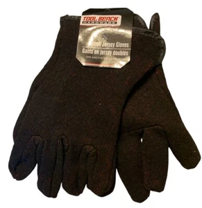 Mens Work Gloves Black Jersey One Size Fits Most - Picture 1 of 2