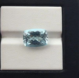 5.2 Cts 13x9.1x6.6 MM Natural Light Blue Aquamarine Faceted Cushion Gemstone - Picture 1 of 8