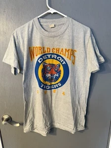 Detroit Tigers 1984 World Champs World Series Vtg Single Stitch Shirt XL - Picture 1 of 5