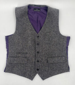 Jean Paul Germain Men's 100% Wool Vest Purple Lining & Back Size Large *Read