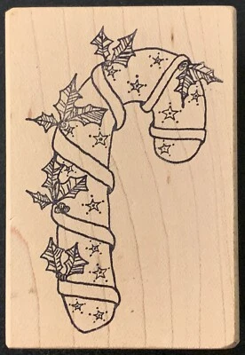 Carimbo de borracha magenta Natal azevinho bengala doce - Imagem 1 de 4