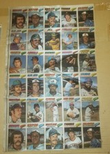1977 Topps Baseball Cloth Stickers Uncut Sheet BRETT, RYAN, JACKSON No Back -30 
