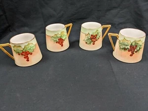 4 VINTAGE Hand Painted China Mugs, D&C FRANCE PLATE, Decorative Coffee Tea Cup - Picture 1 of 6