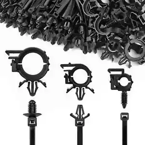 150Pcs Push Mount Cable Zip Tie with Car Wire Loom Routing Clips, Universal Comp - Picture 1 of 13