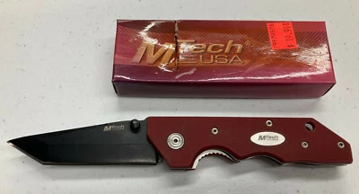 M-TECH Red Folder w/Pocket Clip (Black Plain Edge) Item# MT-1220R - Image 1 of 4