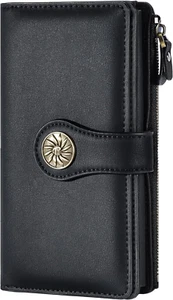 Wallets Women RFID Large Capacity Luxury Waxed Leather Clutch Wallet Multi Card - Picture 1 of 12