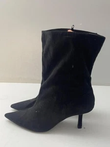 H&M halbhoher Damenstiefel schwarz Wildlederimitat zum Überziehen spitz zulaufend UK 8 EU 42 B184 - Bild 1 von 7