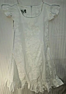 Girls Two Palms Muumuu Luau Dress Size 10 White Floral Costume Made in Hawaii - Picture 1 of 5