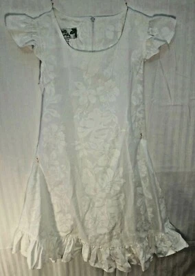 Niñas Dos Palmeras Muumuu Luau Vestido Talla 10 Blanco Floral Disfraz Hecho en Hawai  Foto 1 de 4