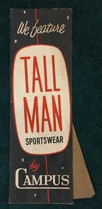 Expositor de mostrador de tienda minorista de ropa deportiva Campus Tall Man de colección de los años 40  - Imagen 1 de 2