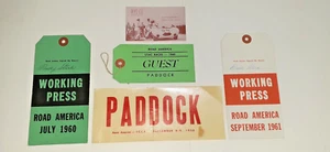 1956,60, 61 ROAD AMERICA ROAD RACES SCCA PRESS/PADDOCK PASSES Elkhart Lake, WIS - Picture 1 of 2
