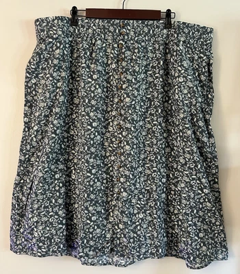 NUEVO CON ETIQUETAS Falda Sonoma PLUS 2X Azul Floral Lino Cintura Elástica Precio de venta sugerido por el fabricante $40 Midi Línea A Foto 1 de 4