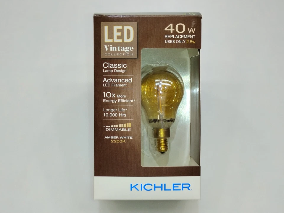 Edison 40W Dimmable LED Light Bulb Kichler Vintage Collection A15C Candelbra - Image 1 of 4