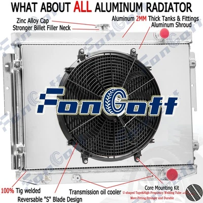 4 Row Radiator+Fan Shroud Fit 1973-78 Dodge Coronet/Chrysler Newport Mopar 7.2L Foto 1 de 4