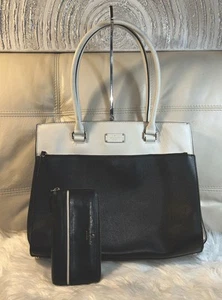 Bolso Cartera Kate Spade Negro Blanco Grove Street Maeve X Grande 12x16! - Imagen 1 de 17