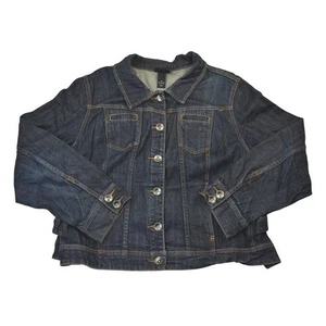Lane Bryant Jeansjacke dunkle Waschung Knopfleiste Trucker-Stil Damen 20 - Bild 1 von 8