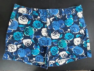 Tommy Hilfiger 100% Cotton Blue Turquoise Floral Shorts Women Size 12 Vintage - Picture 1 of 6