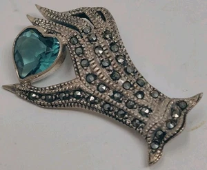 Vintage Sterlingsilber Markasiten Brosche Anstecknadel 7 Gramm 1,5" x 1" Ex. Cond. STBroo - Bild 1 von 6