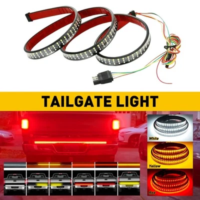 48" LED Car Truck Tailgate 3 Row Light Bar Strip Reverse Brake Signal Tail Lamp - Image 1 of 4