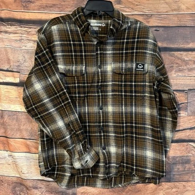 Camisa de franela Wolverine grande de peso pesado marrón a cuadros manga larga ropa de trabajo para hombre Foto 1 de 4