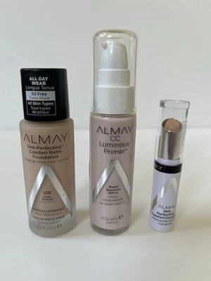 3pc ALMAY Oil Free Foundation #120,CC Luminous Primer SPF 15 ,Comfort Concealer - Image 1 of 4