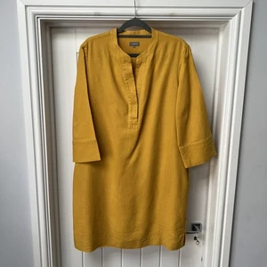 Jaeger Tunika Kleid Damen UK 14 Gelb Senf 100% Leinen Relaxed Sommer Bluse - Bild 1 von 11
