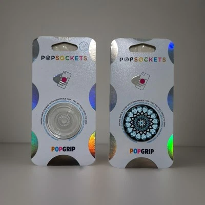PopSocket PopGrip-Set of 2-Blue Mandala, Clear. Swappable, Multi Use for Phone - Image 1 of 4