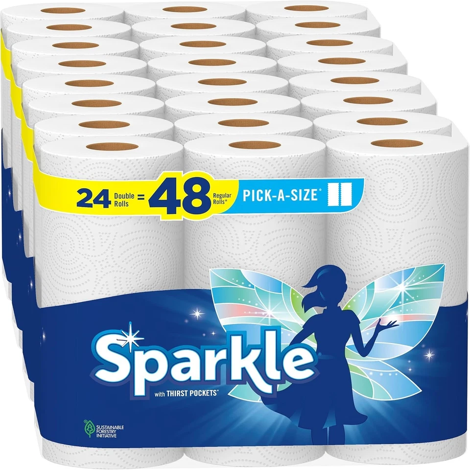 Sparkle Pick-A-Size Paper Towels Spirited Prints 6 Double Rolls = 12 Regular - Image 1 of 4