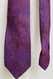 Cravatta uomo Marks And Spencer 100% seta blu bordeaux floreale geometrica - Foto 1 di 3