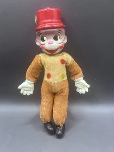 RARE Circus Monkey Celluloid Stuffed Toy Shriner Hat Polka Dot Shirt - Picture 1 of 5