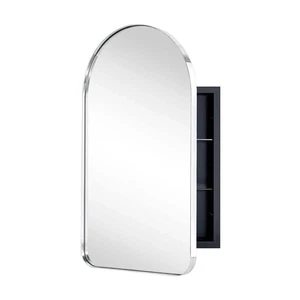 Botiquín empotrado arqueado Tehome 16"W X28"H con espejo, empotrado, cromado - Imagen 1 de 5
