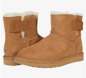 UGG Women's Mini Bailey Suede Faux Fur Lined Winter Snow Boots, Brown Size 11M - Picture 1 of 6