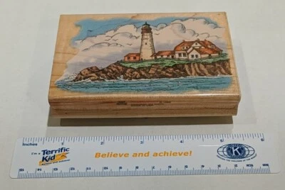 Stampendous! P025 波特兰头灯灯塔 1996 年木制橡皮图章 状况极佳! — 第 1/3 张图片