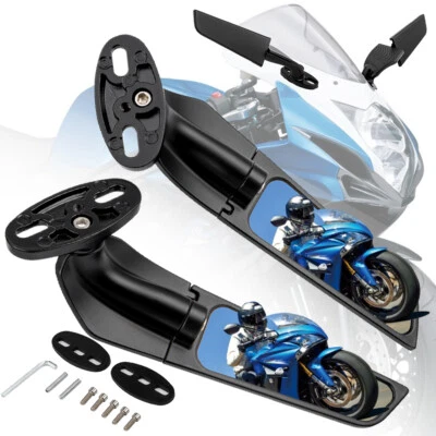 Adjustable Rearview Wind Wing Side Mirrors For Suzuki GSXR 600 GSXR 750 GSXR1000 - Image 1 of 4