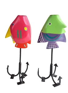 Candelabros PECES TROPICALES Pintados a Mano Náuticos Coloridos Madera Caprichosa - Imagen 1 de 8