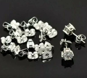 25PC Earrings Nut Clutch Backing Post Findings Stud Stopper Silver Plate 6x4mm - Picture 1 of 3