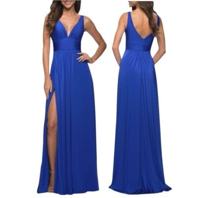 🌻NUEVO Vestido La Femme Azul Rosa Brillante Simplemente Atemporal Cintura Imperio Talla 2 Foto 1 de 4