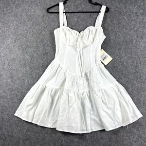 Mini Vestido Peppermayo Mujer Talla 6 Blanco Lino Sin Mangas Cremallera Trasera Nuevo con Etiquetas - Imagen 1 de 7