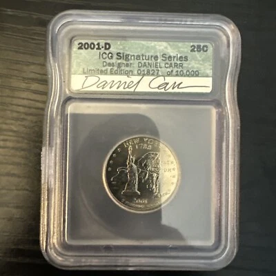 2001 d new york quarter igc 25cent daniel car - Image 1 of 2
