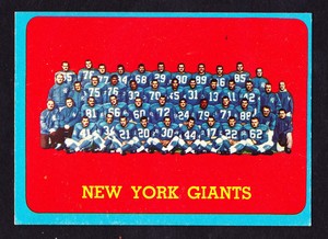 1963 TOPPS #60 NEW YORK GIANTS TEAM CARD W/Y. A. TITTLE & FRANK GIFFORD