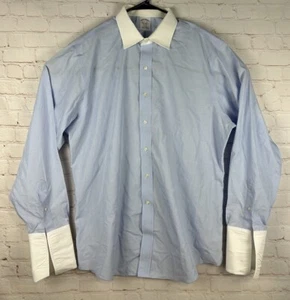 Brooks Brothers Mens 16.5 Blue Banker Long Sleeve French Cuff Button Shirt 2XL - Picture 1 of 5