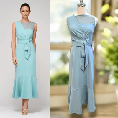 JS Collections JOANNA BOW TEA LENGTH Midi DRESS Gown - Image 1 of 4