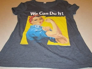 We Can Do It Rosie the Riveter V-Neck Short Sleeve T Shirt Womens Small~ 9774 - Picture 1 of 6